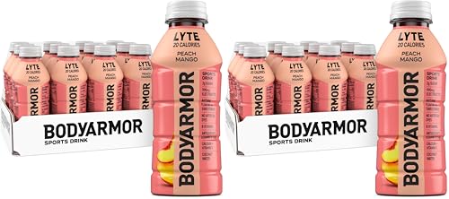 Image of BODYARMOR LYTE,Peach Mango,Electrolyte Drink,20 Calories,16 Fl Oz Bottles,Coconut Water Sports Drink,Natural Flavor & B Vitamins,(Pack of 24)