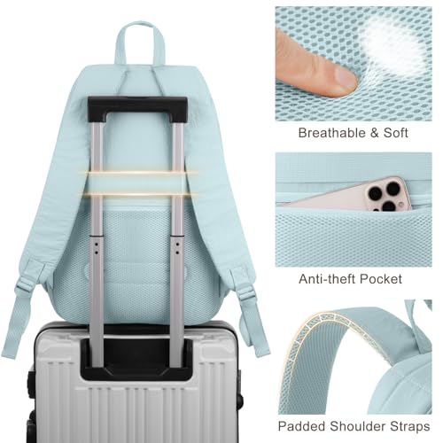 Image of kadilong Quilted Travel College Laptop Backpack for Women,Daypack Bookbag for School Teen Girls Mochilas Mujer,LightBlue