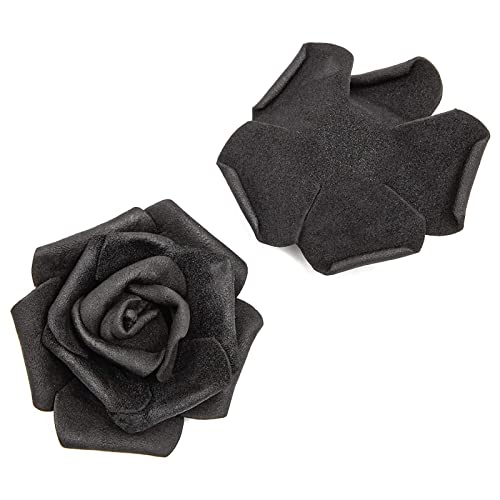 100 Pack Black Roses, Artificial Flowers Bulk For Weddings Decorations, 3 Inch Stemless Flower Heads For Wall Art, Valentine's #TOP7