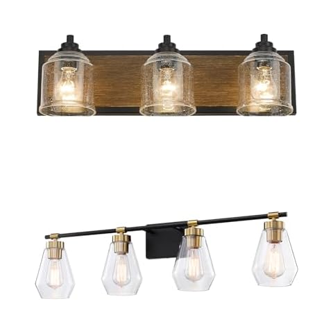 YKLITG 23" Farmhouse Vanity Light and 34" Black&Gold Vanity Light Cover