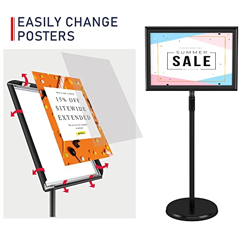 Mayyol Adjustable Sign Holder 11 X 17 Inch Stand - Poster Floor Heavy Duty Pedestal Display Holder, Vertical And Horizontal Sign Displayed, Aluminum Sign Standing Holders For Outdoor Indoor, Black #TOP3
