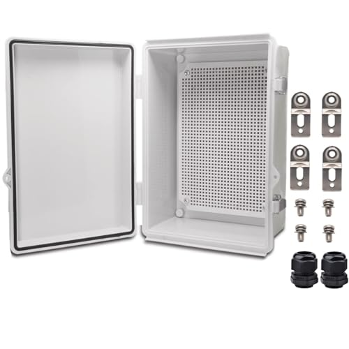 YETLEBOX Outdoor Waterproof Electrical Box Junction Box Weatherproof IP67 ABS Plastic Enclosure Switch Router Project Box Electronics Enclosure with Mounting Plate Wall Bracket Grey 11.1"x7.5"x5.1" by YETLEBOX - Used condition - US$27.50