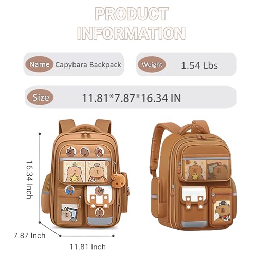 Capybara Backpack Mochila Capybara Cute Kawaii Kapibara Daypack Funny Going Out Cartoon Laptop Travel Casual Bag(Khaki,Medium)3
