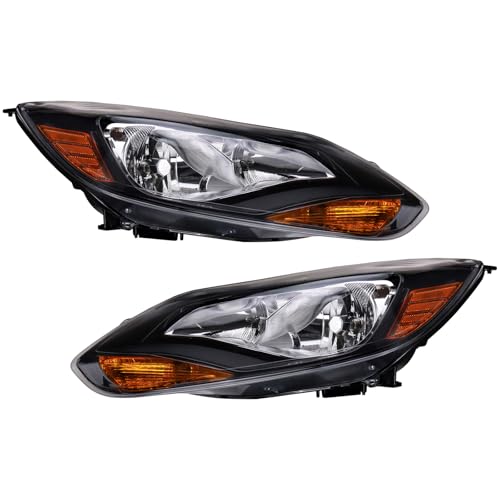 Image of TRQ Headlight Assembly Set Driver & Passenger Side FO2502299 FO2503299 Compatible with 2012-2014 Ford Focus