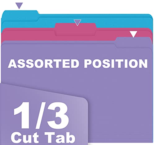 File Folder, Herkka 120 Pack 1/3 Cut Tab File Folders, Letter Size, Assorted 6 Colors, Colored File Folders Designed For Office And Classroom Use #TOP2