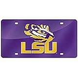 NCAA Rico Industries Laser Inlaid Metal License Plate Tag, LSU Tigers , 6 x 12-inches