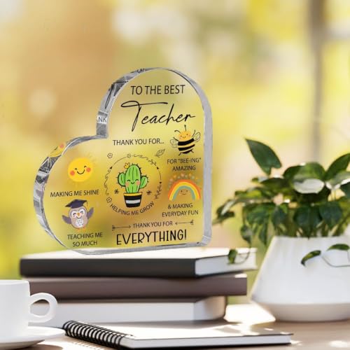 Image of To The Best Teacher Acrylic Heart Sign Teacher Appreciation Gifts for Teacher, Back to School Gift for Teacher, Best Teacher Gifts from Student, Thank You Gift for Teachers, Graduation End of The Year
