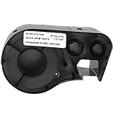 PELAOCA Compatible Label Tape Replacememt for MC-1500-595-WT-BK Cartridge Ribbon, 1.5 inches High Adhesion Vinyl Labels Tape, Black on White Film Work with Portable Printer,25' Length 1.5' Width
