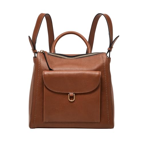 Fossil Bolsa feminina Parker de couro conversível para mulheres, Marrom, Small