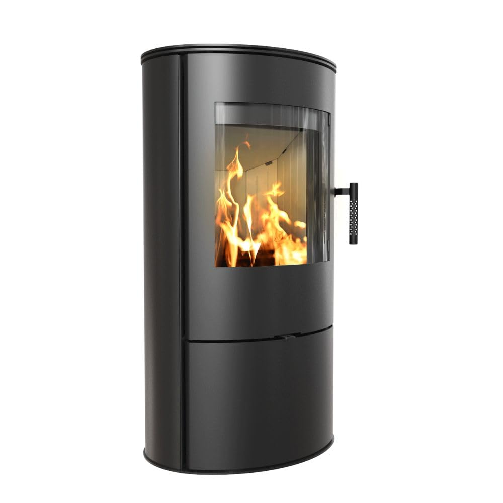 KRATKI Kaminofen aus stahl ROLLO bereit Satz Ø 150 7 kW mit Raumluftunabhängig, Bblass Verkleidung, freistehend, BImSchV 2, Staubauslass, 150 mm, EEK A Kaminofen HKI