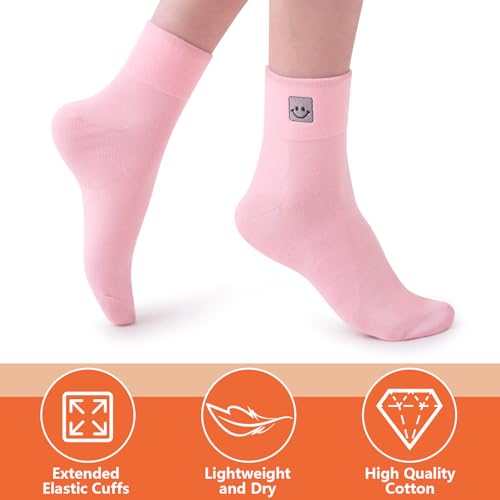 HUGSWEET Thin Soft Cotton Socks for Women above Ankle Mini Crew Bootie Breathable Socks Gifts for Women 5-10 Pairs3