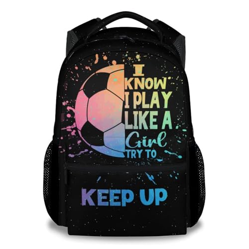 UNIKITTY Kids Backpack for Girls Soccer Backpack for Elementary Middle School 17 School Backpack for Teen Black Cute Large Capacity Bookbag with Adjustable Straps