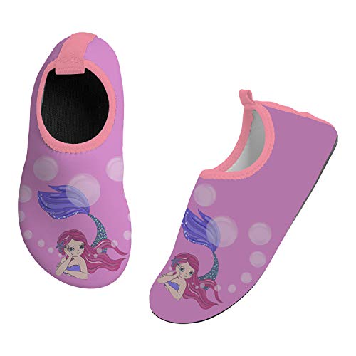 SILITHUS Mermaid Kids Water Shoes Non-Slip Quick Dry Swim Barefoot Beach Aqua Pool Socks for Boys & Girls Toddler 12-12.5 Little Kid