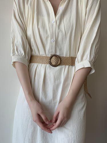 Women's Braided Belt Wide Woven Bohemian Boho Ethnic Vintage Adjustable Wide Waist Belt for Dresses Pants with Buckle2