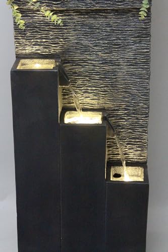 Duża fontanna BK846 z oświetleniem LED, fontanna ogrodowa z basenem dekoracyjnym, kaskada (101 x 43 x 25,5 cm)