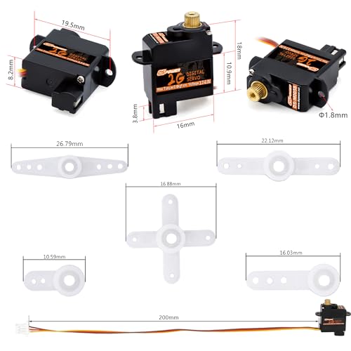 Image of 2PCS 2G Micro Servo,Digital Servo Mini Servo,Metal Gear Coreless Motor for Airplanes Fixed-Wing Helicopter Boat Plane Robot Model Toy Aircraft (JST1.25)