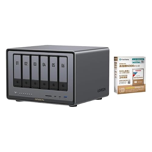 UGREEN [NAS + HDD (8TB)×1�Z�b�g] DXP6800Pro NASync NAS 6�x�C + ���� N300A08-HDWG780UZSVA 3.5�C���`����HDD 8TB 7200rpm SATA 6Gb/s