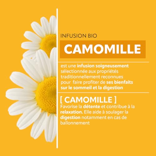 HERBESAN®- FLEURS DE CAMOMILLE INFUSION BIO - Sommeil & Détente - Sans plastique - 20 sachets en papier – vue 2