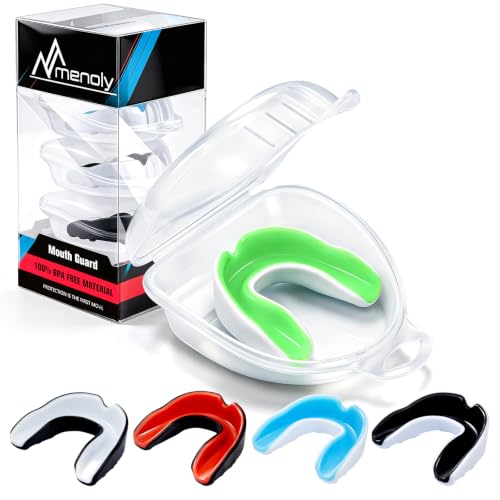 MENOLY 5 Packs Kids Mouth Guard - BPA Free Toddler Mouth Guard for Boys Girls with Portable Case Mouth Guard Football for Boxing Basketball Lacrosse MMA Hockey Wrestling Soccer