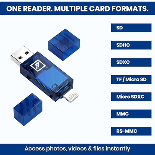 Image of ONE 7 4 in 1 SD & TF Card Reader for USB & iPhone | Supports TF, SD, SDHC, SDXC, MMC, RS-MMC, Micro SDXC | High-Speed Data Transfer Card Reader for Laptop, Tablet & Smartphone (ON CC-37)