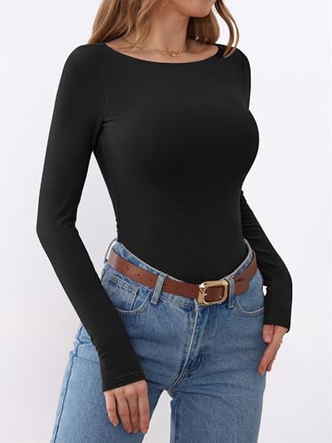 ANRABESS Womens Thermal Shirts Built-in Bra Long Sleeve Tops Boat Neck Fleece Slim Fitted Basic Tee 2025 Fall Winter Outfits2