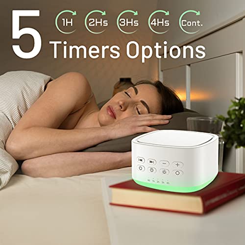 Magicteam White Noise Machine 10 Colors Lights and 25 Soothing Sounds Sleep Sound Machine with 5 Timers with Memory Feature Portable Sound Machine for Baby Adults. (White) - Thumbnail 4