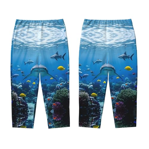 Pajama Pants Pajama Bottoms with Elastic Waistband Sleepwear Lounge Pants, Ocean Sharks Fish Coral3