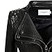 Fashion SX Womens Rivet Faux Leather Jacket Zipper Moto Biker Denim coat Motorcycle Outwear (M, Snake Black)