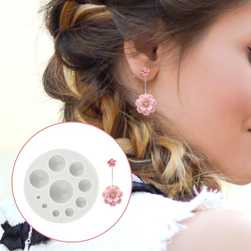Half Round Ball Polymer Clay Mold, 10 Sizes Silicone Air Dry Clay Hemisphere Maker Perfect for Jewelry Making Earrings Decoration Kit and DIY Craft Projects Tools