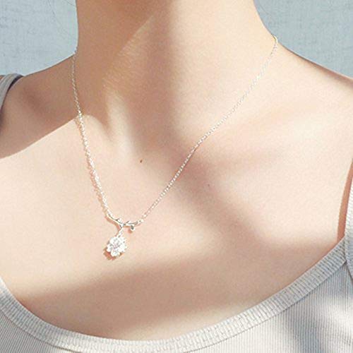 Women's Jewelry 30% Silver White Copper Silver Plated Daisy, Cherry Flower Inlaid Drill Necklace3