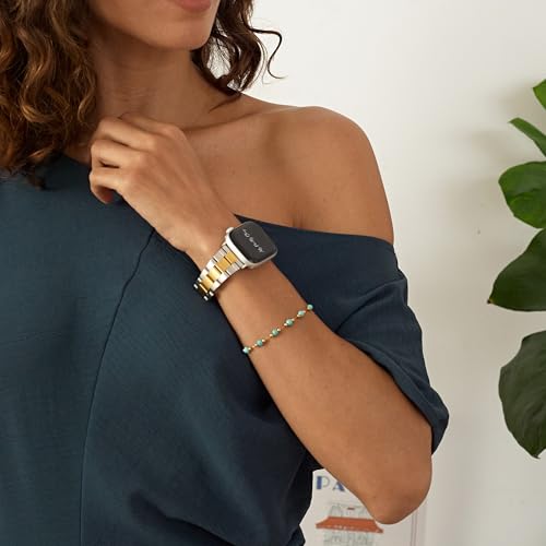 Image of My Pretty Strap - Compatible Apple Watch Band Strap, Stainless Steel Fashion iWatch Replacement Strap- Easy Resizing, No Tool Needed, Fits Most Wrists- Series 1-11, SE and Ultra