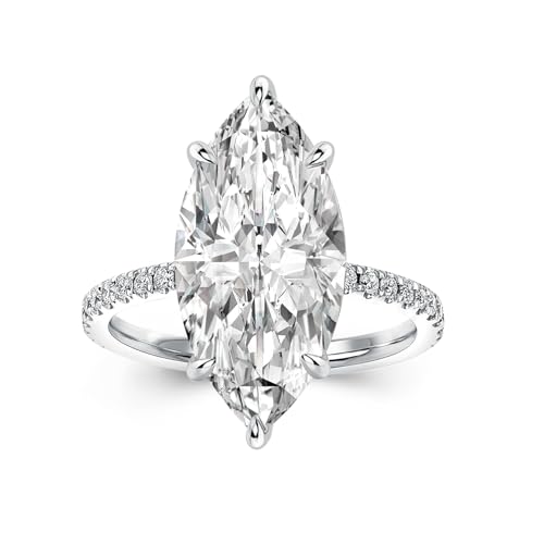 Maxinejewelry 5.5CT Marquise Cut Engagement Ring for Women, Elegant S925 Silver 5A Cubic Zirconia Bridal Wedding Promise Ring (Silver, 6)