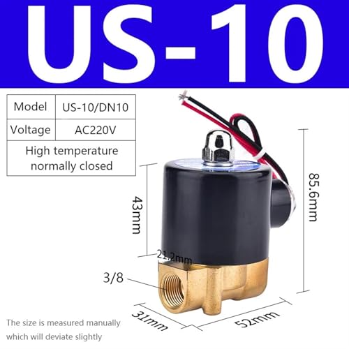 Électrovanne à vapeur US-10 AC220V en laiton 3/8" haute température - 3