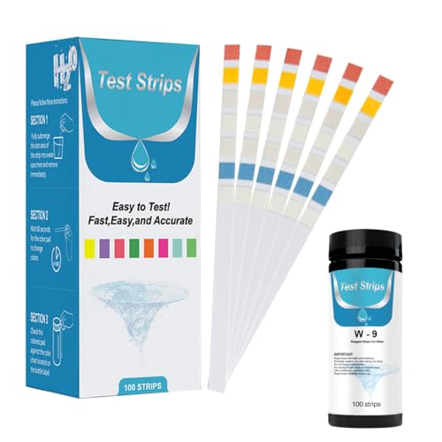 Tiras de prueba para acuario 9 en 1,Kit de prueba de agua para acuario de 100 tiras, prueba precisa de PH,carbonato, duretenitrato, nitrito, cloruro residual