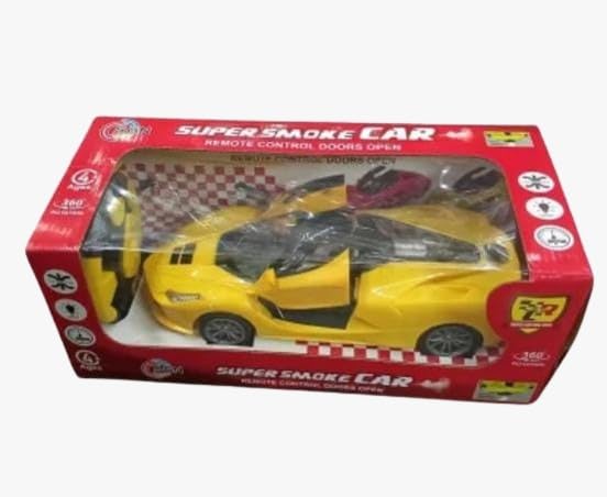 Image of Smoke Remote Control Chargeable Car with Flashing Light, Radio Control Race car for Kids for 3-12 Year Old Boy Birthday Remote Control Car Rechargeable Yellow