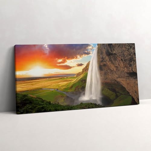 Tableaux 100x50cm Cascade en Islande par Wallfluent pour décoration murale peinte