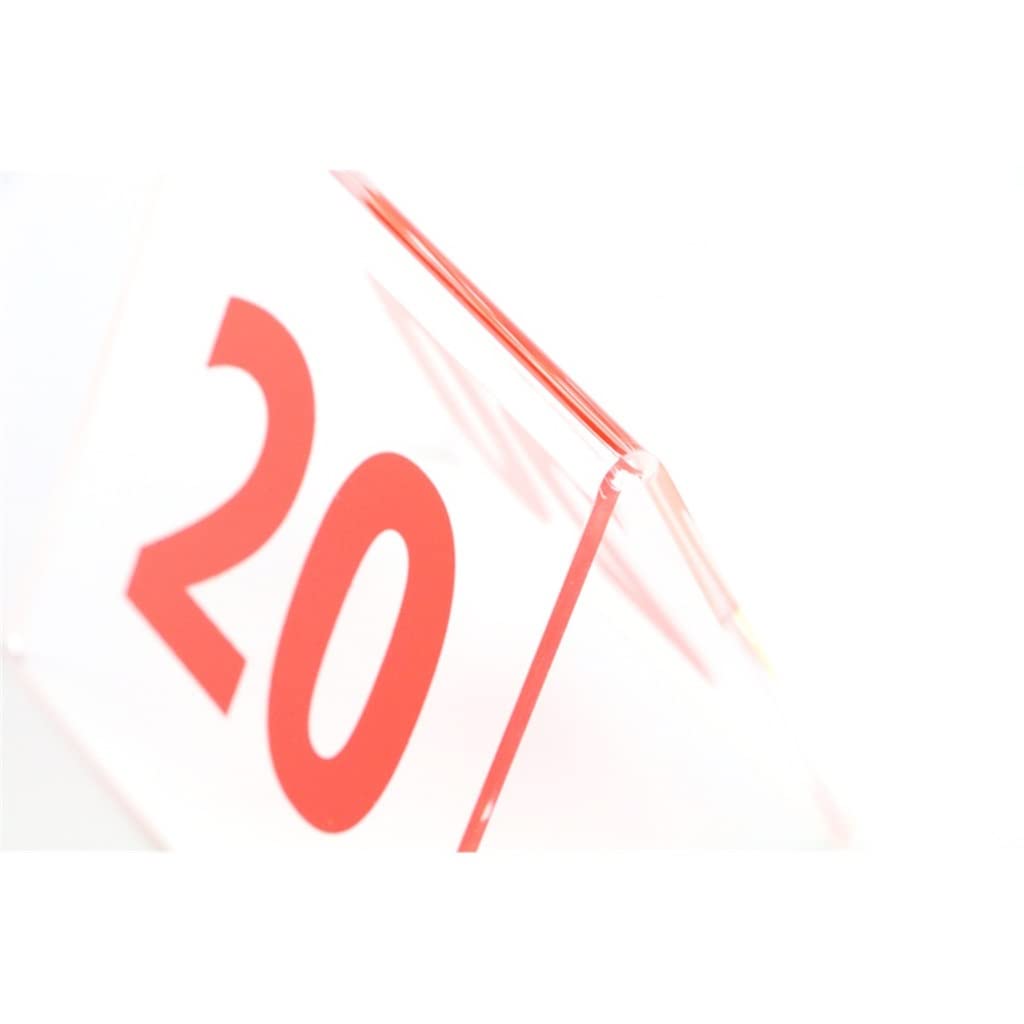 Numery stołów, Numery stołów, akrylowe tabliczki z numerami, dwustronne, trójkątne, stojaki, 3,15 x, cala, wielokolorowe, 20 szt(1 to 20,Red)