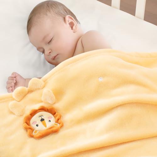 Image of Baby Blanket, Foldable Lion Shape Plush Blanket, Super Soft Warm Breathable Receiving Blankets Newborn Nursery Swaddle Blankets Gifts for Crib Stroller Boys Girls Birthday Baby Shower