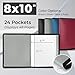 Dunwell Photo Album 8x10 (Silver) with Black Mounting Paper, 8 x 10 Photo & Art Portfolio Presentation Book, 24 Sleeves, Displays 48 Pages, Professional Photography Book for Pictures, Artwork