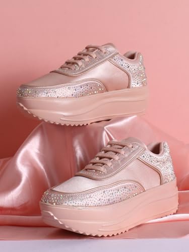 Image of Vendoz Women Wedding Party Bridal Glittery Embellished Sneakers 4041
