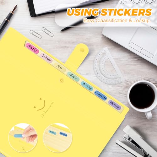 Expanding File Folder, 8 Pockets Accordion File Organizer, A4 Letter Size Paper Document Receipt Organizer Accordian Filing Folder for Classroom, Home, Office and Travel(Yellow) - Thumbnail 4