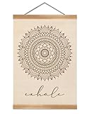 ZTGDA Boho Mandala Wall Art Exhale Inspirational Poster Minimalist Linen Canvas Hanging Print for Yoga Room, Meditation Space, or Bedroom Decor Calming Zen Home Wall Decor(Yoga)