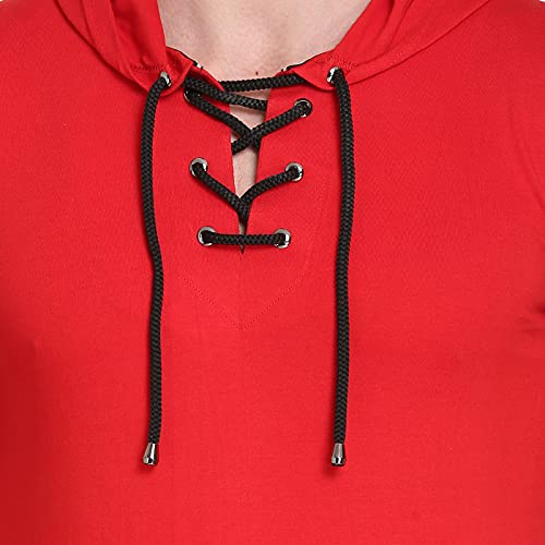 Image of Solid Men Hooded Neck Grey T-Shirt