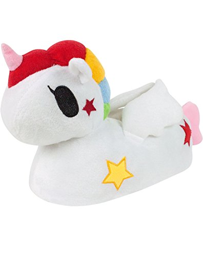3D Cartoon Unicorn Animal Novelty Soft Plush Women's Slip-On Slippers White