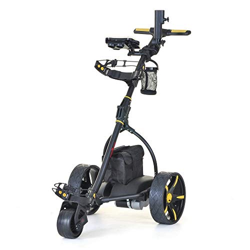 Caddymatic V2 Electric Golf Trolley/Cart With 36 Hole battery With Auto-Distance Functionality Black/Yellow