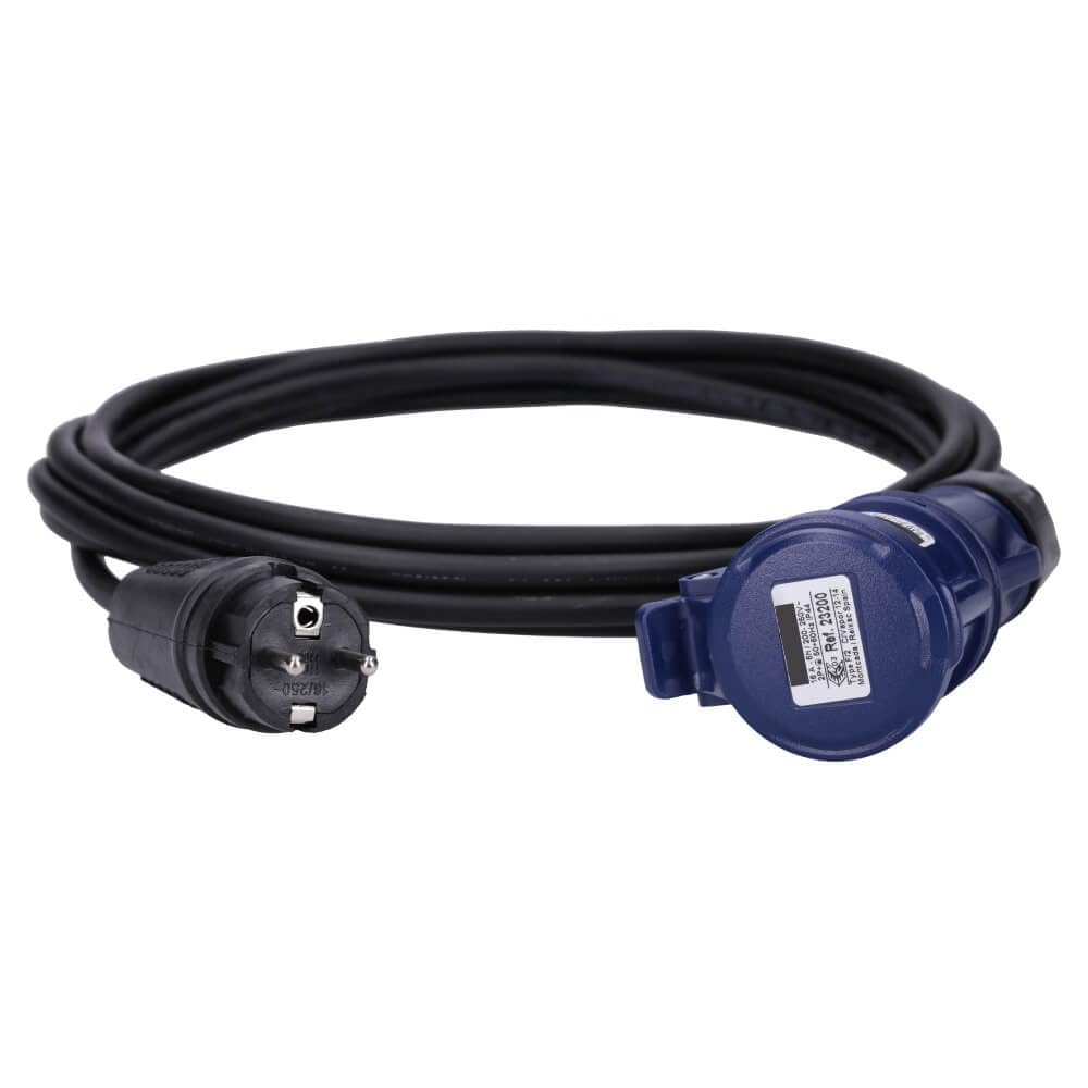 Voxura CEE-Adapterleitung Schutzkontakt-Stecker CEE-Kupplung Schutzkappe Camping Caravan Wohnmobil Wohnwagen Boot Stromkabel Außenbereich 3-polig 230V 16A H07RN-F 3x1,5 IP44 5m