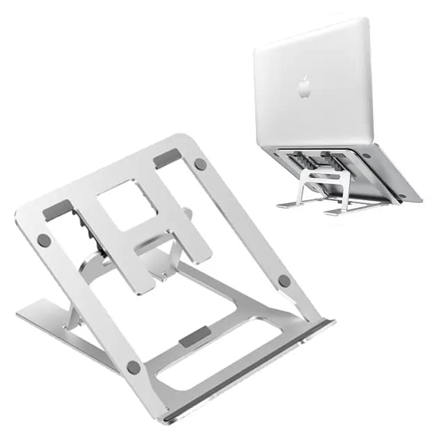 Image of Height Adjustable Double Raiser Folding Aluminium Laptop Cooling Stand Desk Laptop Stand Portable