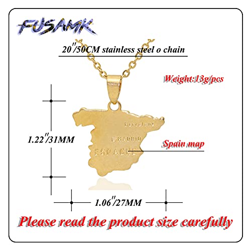 Hip Hop Plated 18K Gold Spain Map Pendant Necklace2