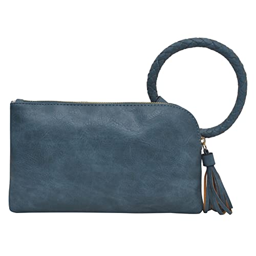 Image of NGIL Faux Leather Mini Wristlet Purse | Women's Handbag, Fashion Wristlet Wallet, Compact Everyday Purse with Fringe Tassel
