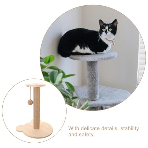 Rascador para gatos con poste de sisal y base de madera miniatura 7